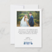 ボヘミアン・ダスティー・ブルー結婚フローラの写真 サンキューカード (裏面)