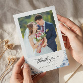 ボヘミアン・ダスティー・ブルー結婚フローラの写真 サンキューカード