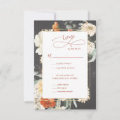 ボヘミアン ダーク フラワー Wedding RSVP (正面)
