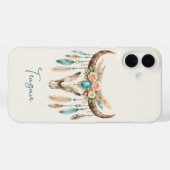 ボヘミアン・チックな水彩花柄の牛の頭蓋骨 Case-Mate iPhoneケース (裏面 (横))