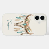 ボヘミアン・チックな水彩花柄の牛の頭蓋骨 Case-Mate iPhoneケース (裏面 (横))