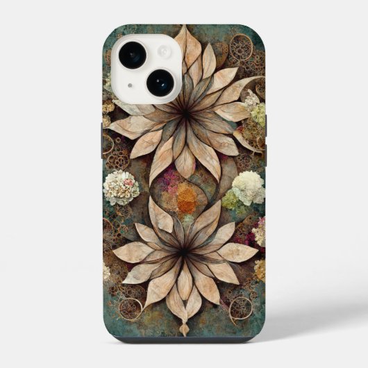 ボヘミアン+チックな花柄マンダラiPhoneケース iPhoneケース (裏面)