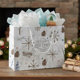 ボヘミアン・ツリー&パインコーン クリスマス ID986 ラージペーパーバッグ