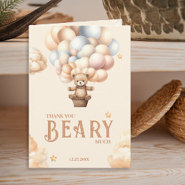 ボヘミアン テディベア バルーン お礼 Beary Much サンキューカード