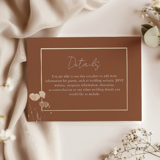 ボヘミアン・テラコッタの結婚式詳細 エンクロージャーカード