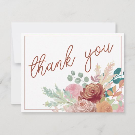 ボヘミアン テラコッタ＆サーモンピンク 結婚前夜パーティのお礼  サンキューカード (正面)