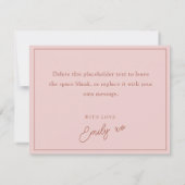 ボヘミアン テラコッタ＆サーモンピンク 結婚前夜パーティのお礼  サンキューカード (裏面)
