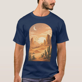 ボヘミアン デザート サンセット アーチ イラスト Tシャツ