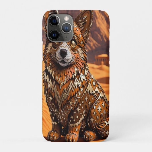 ボヘミアン トライバル コーギー 砂漠 山 アート Case-Mate iPhoneケース (裏)