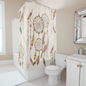 ボヘミアン・ドリーム・キャッチャー、ビーズと羽毛を持つ、セ シャワーカーテン (インサイチュ)