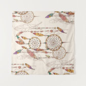 ボヘミアン・ドリーム・キャッチャー、ビーズと羽毛を持つ、セ タペストリー (正面(横))