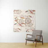 ボヘミアン・ドリーム・キャッチャー、ビーズと羽毛を持つ、セ タペストリー (インサイチュ(横))