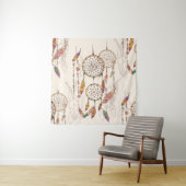 ボヘミアン・ドリーム・キャッチャー、ビーズと羽毛を持つ、セ タペストリー (インサイチュ)