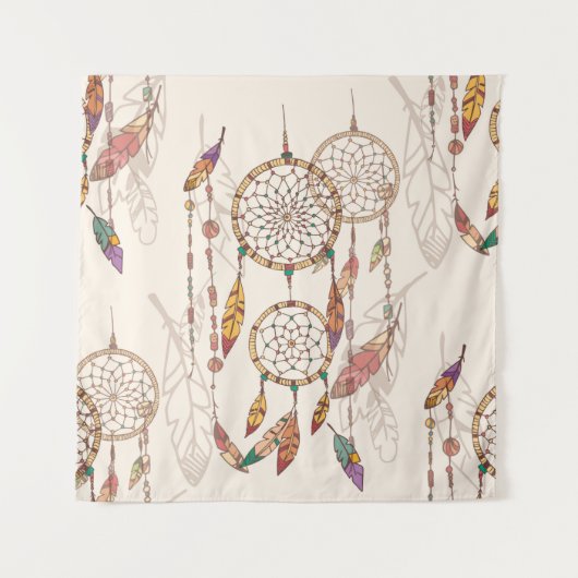 ボヘミアン・ドリーム・キャッチャー、ビーズと羽毛を持つ、セ タペストリー (正面)