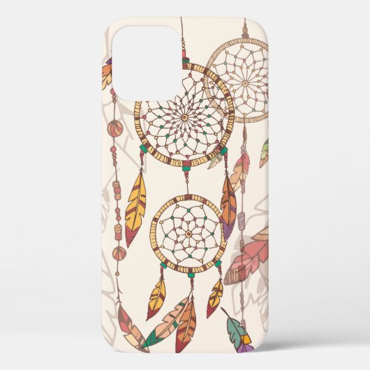 ボヘミアン・ドリーム・キャッチャー、ビーズと羽毛を持つ、セ Case-Mate iPhoneケース (裏面)