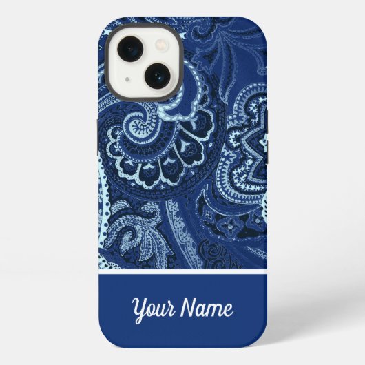 ボヘミアン ネイビーブルー バンダナ iPhoneケース (裏面)