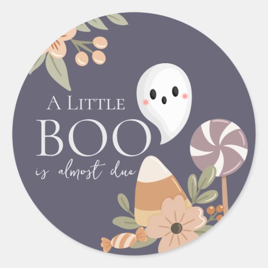 ボヘミアン・ハロウィン・ベビーシャワー リトル・ブー - かわいいおばけ ラウンドシール (正面)