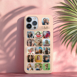 ボヘミアン・パステル・ピース 16枚フォトコラージュ & モノグラム iPhone 16 PRO MAXケース