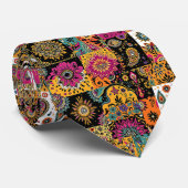 ボヘミアン・パッチワーク・マンダラとペイズリー・パターン ネクタイ (ロール)