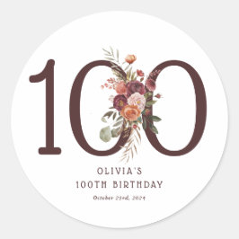 ボヘミアン・パンプキン・オータム・ブルーム 100歳の誕生日 ラウンドシール