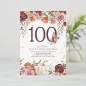 ボヘミアン・パンプキン・オータム・ブルーム 100歳の誕生日 招待状 (スタンド正面)