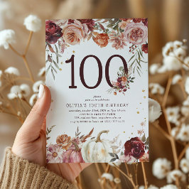 ボヘミアン・パンプキン・オータム・ブルーム 100歳の誕生日 招待状