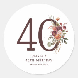 ボヘミアン・パンプキン・オータム・ブルーム 40歳の誕生日 ラウンドシール