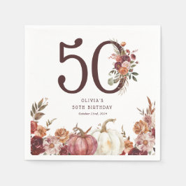 ボヘミアン パンプキン オータム ブルーム 50歳の誕生日 スタンダードカクテルナプキン