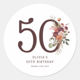 ボヘミアン・パンプキン・オータム・ブルーム 50歳の誕生日 ラウンドシール