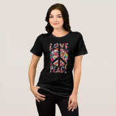 ボヘミアン ヒッピー 60年代 70年代 ピース ラブ トライブレンドTシャツ (正面全面)