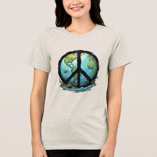 ボヘミアン ヒッピー 60年代 70年代 ピース ラブ トライブレンドＴシャツ (正面)