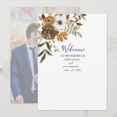 ボヘミアン ピンクフラワーの結婚式招待状 シーズンカード (正面/裏面)