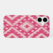 ボヘミアン ピンク イカットデザイン iPhone 16ケース (裏面横)
