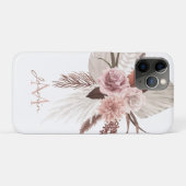 ボヘミアン ピンク パンパスグラス フラワーモノグラム Case-Mate iPhoneケース (裏面(横))