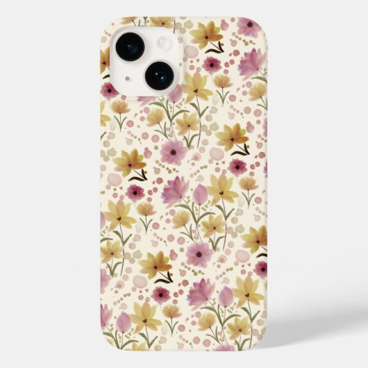 ボヘミアン ピンク 水彩 野の花 Case-Mate iPhoneケース (裏面)