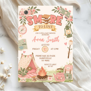 ボヘミアン ピンク Smore To Love ベビーシャワー 招待状