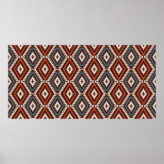 ボヘミアン、ファッショナブルな民族間のシームレスなオーナメント ポスター (正面)