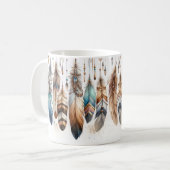 ボヘミアン フェザー 陶器マグカップ コーヒーマグカップ (正面左)