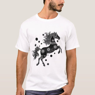ボヘミアン フォークアート 馬 Tシャツ