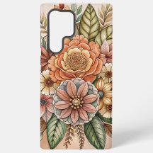ボヘミアン フラワー アースカラー Samsung Galaxy カバー