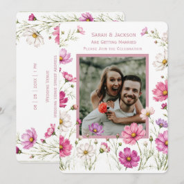 ボヘミアン フラワー カスタムフォト ウェディング インビテーション