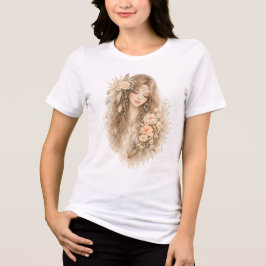 ボヘミアン フラワー ガール トライブレンドTシャツ