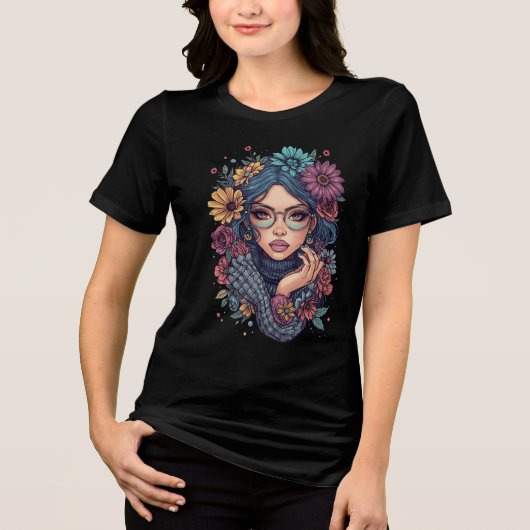 ボヘミアン フラワー ガール Tシャツ (正面)