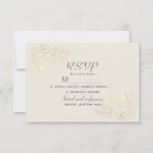 ボヘミアン フラワー ゴールド 結婚式 RSVP カード (正面)