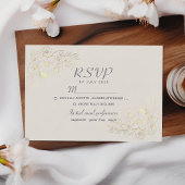 ボヘミアン フラワー ゴールド 結婚式 RSVP カード