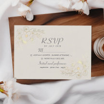 ボヘミアン フラワー ゴールド 結婚式 RSVP カード