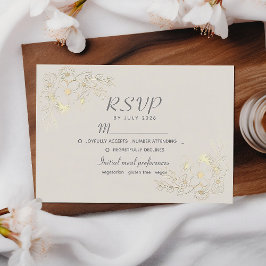 ボヘミアン フラワー ゴールド 結婚式 RSVP カード