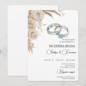 ボヘミアン フラワー スペイン 結婚式 招待状 (正面/裏面)