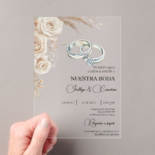 ボヘミアン フラワー スペイン 結婚式 招待状 (インサイチュ (ポータブル))