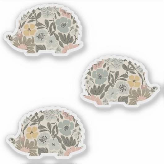 ボヘミアン フラワー ハリネズミ シール (正面)